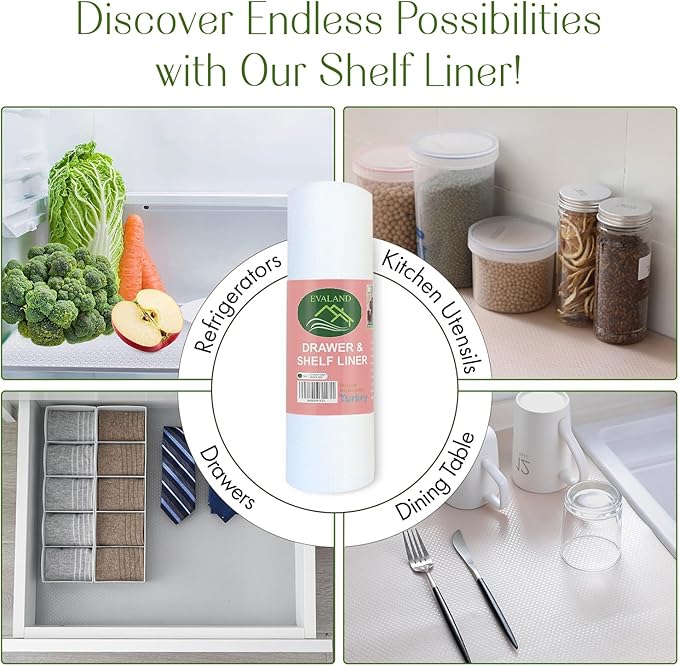 EVALAND Shelf Liners for Kitchen Cabinets Non-Adhesive 12" x 10 FT Clear Drawer Liner Non Slip, Washable Cabinet Liner, Waterproof Shelf Liners for Cabinets, Refrigerator Bathroom Pantry Cabinet Mat
