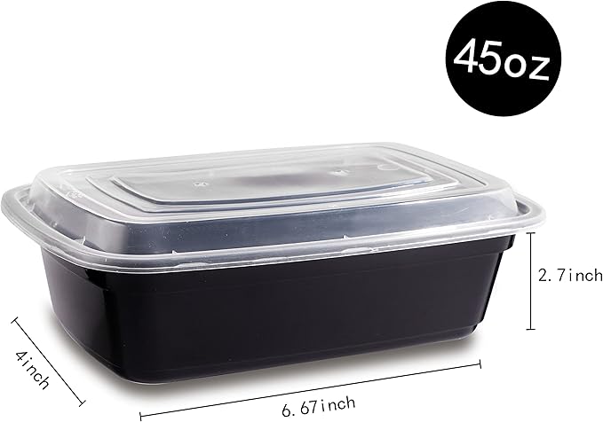 LIYH 200 Pcs Meal Prep Container 1 Compartment, 45 oz Food Storage Containers with Lids, Bento Box, Reusable BPA Lunch Boxes, Microwave Dishwasher Safe 100 Set