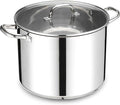 Stainless Steel Large Stock Pot, LIANYU 16 QT Heavy Duty Stockpot with Glass Lid, Deep Classic Soup Pot for Cooking Stewing Simmering, Thick Tri-ply Base & Stay-Cool Handle, Dishwasher Safe Cookware