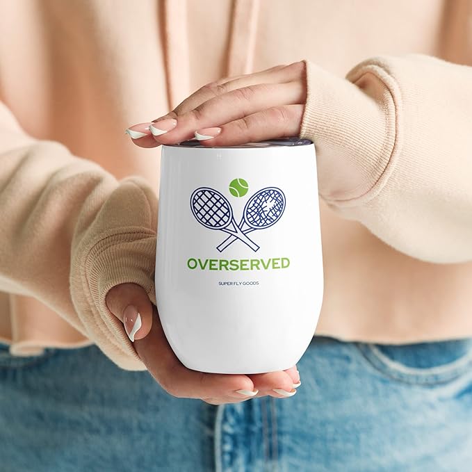 Super Fly Goods Tennis Lovers Premium Stainless Steel Insulated Travel Mug 12 oz, Leak-Proof, Keeps Beverages Hot or Cold for 12 Hours, BPA-Free, Ideal for Outdoor Activities, Gifts (Tennis)