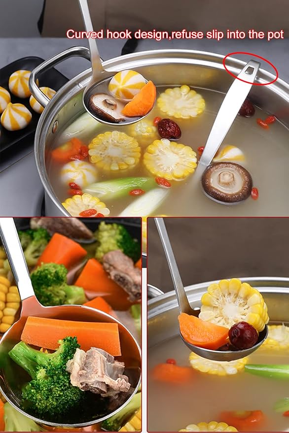 Tenta Kitchen 3oz/85ml Stainless Steel Small Soup Ladle Spoon Stainless Steel,11.5"x 3.6" – One-piece Professional Ladle With Hook And Hole For Convenient Hanging