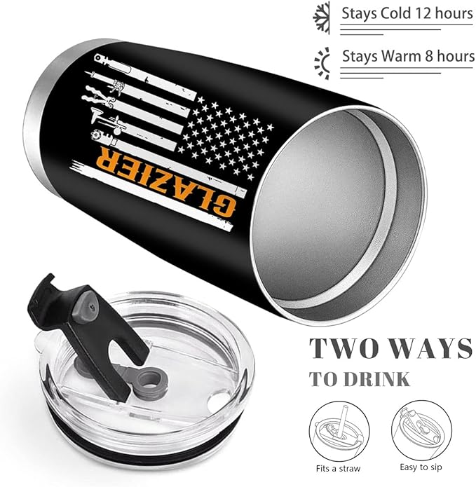 Glazier Gift, Glass Fitter Gifts for Dad, Stainless Steel Insulated Tumbler 20oz