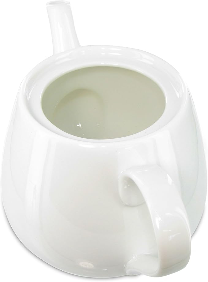 English Tea Store White Porcelain Teapot 2 Cup Raffles Small Ceramic Tea Pot for Loose Leaf Tea or Bags Modern White Teapots for Tea Party Durable Elegant Teapot Ceramic Teapot with Strainer
