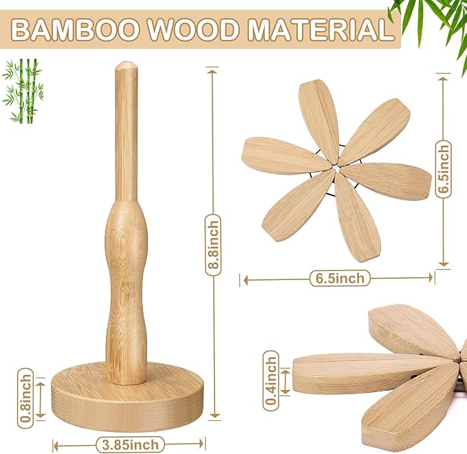 Wooden Christmas Tree Coaster Trivets Wood Trivets Set for Hot Dishes Set of 4 Christmas Tree Shape Foldable Wooden Coaster and 1 Stand Natural Trivet for Cups Plates Bowls Pots(Burly Wood Color)