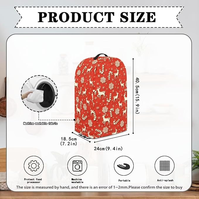 Christmas Reindeer Blender Dust Cover Pink Food Processor Cover Coffee Machine Appliance Covers for Kitchen Counter Blender Covers for Kitchen Machine