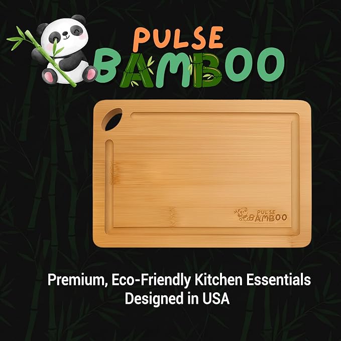 3-Layer Engineered Bamboo Cutting Board Set – Natural Bamboo Chopping Boards with Juice Grooves, Knife-Safe Surface, Anti-Slip Corners, 3-Piece Kitchen Board Set for Meat, Veggies, Cheese