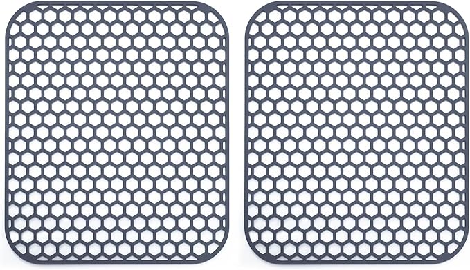 2 Pack 13.7"x 11.7" Silicone Kitchen Sink Protector Mat - Kitchen Sink Grid Accessory, Non-Slip Heat Resistant Sink Grid Dry Mat for Bottom of Porcelain Stainless Steel, Dishwasher Safe