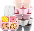 Honeydak 5 Pack Snack Containers 4 Compartment Bento Snack Boxes Reusable Lunchable Containers with Lids Divided Meal Prep Lunch Food Storage Box for School Work Travel(Gray and Pink Ombre,Equal)