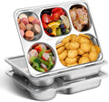 GOLDEN KEY Stainless Steel Lunch Box for Kids,3-Pack Stainless Steel Bento Box Kids,BPA Free Snack Containers with 5 Compartments,Snackle Box Container for School,Freezer & Dishwasher Safe