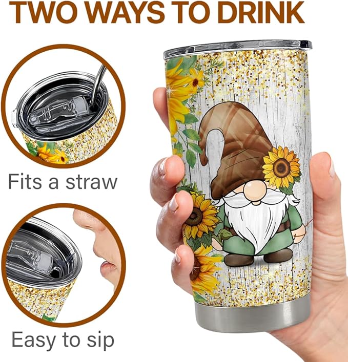 Gnome Couple Tumbler 20oz Stainless Steel Insulated Coffee Travel Mug Cup Gift for Wife Husband Boyfriend Girlfriend Gifts for Birthday Valentines Anniversary Christmas