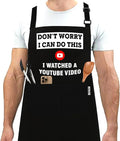 Funny Grilling Aprons for Men with Pockets BBQ Novelty Cooking Apron for Son Grandad Christmas Fathers Day Gift