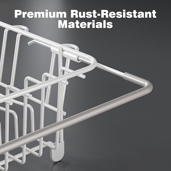Dish Drying Rack in Sink: Expandable, 3-Slot Utensil Holder, Anti-Slip Handle. Small Dish Rack: Ideal for Small Households. Kitchen Drying Rack: White