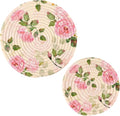 Kitchen Trivets Pot Holders Set of 2, Vintage Pink Roses Trivets for Hot Pots Dishes Woven Trivet Coaster Pad Mat for Counter