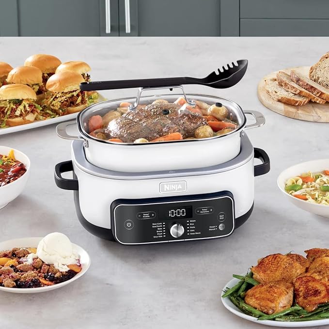 Ninja Premium 8.5 Quart Multi-Cooker Kit with Smart Thermometer, High-Power Electric Dutch Oven and Steamer Edition for Family Meals