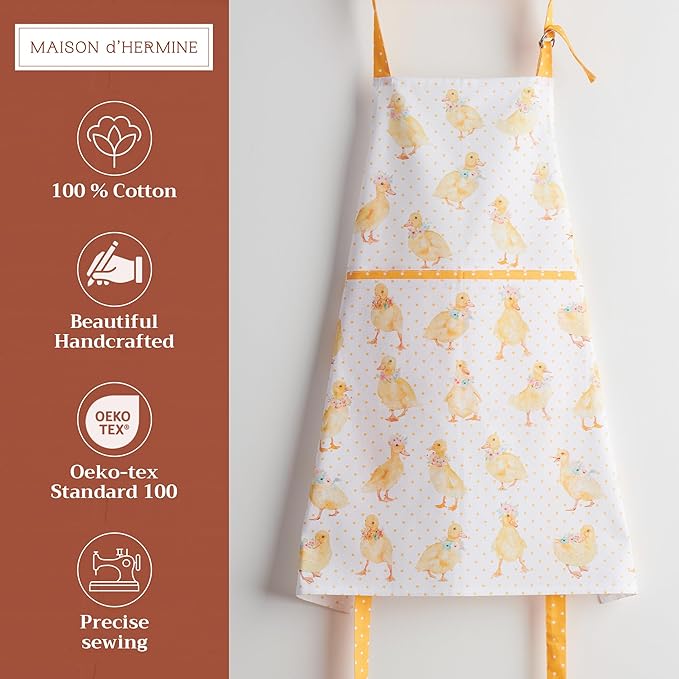 Maison d' Hermine 100% Cotton Apron for women with Pocket Kitchen Chef Apron for Men Cooking Gardening Server Waitress