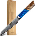 HOSHANHO Damascus Paring Knife 4 Inch, 67-Layer Damascus Steel Professional Small Kitchen Knives, Ultra Sharp Fruit Knife with Ergonomic Blue Resin Stabilized Wood Handle and Wood Gift Box