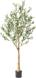 Tall Faux Olive Tree，5Ft(60in) Realistic Texture Potted Silk Artificial Olive Tree， Fake Olive Trees Indoor Outdoor for Home Office Living Room Bedroom Foyer Porch Decor.