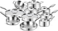 EWFEN Stainless Steel Cookware Set, 3 Ply 17 Piece Stainless Steel Pot and Pan Set, Oven Dishwasher Safe | Induction Compatible Frying Pans, Saucepans, Saute Pan & Stock Pot, PFOA, PTFE & PFOS Free