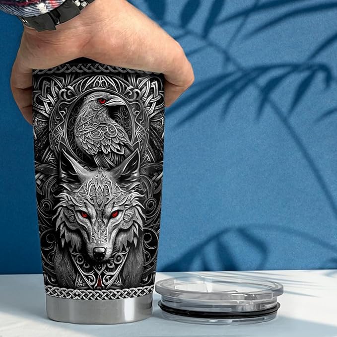 Viking Cup Tumbler 20oz Viking Gifts for Men Vikings Stainless Steel Insulated Tumblers Coffee Travel Drinking Mug Gift for Birthday Christmas