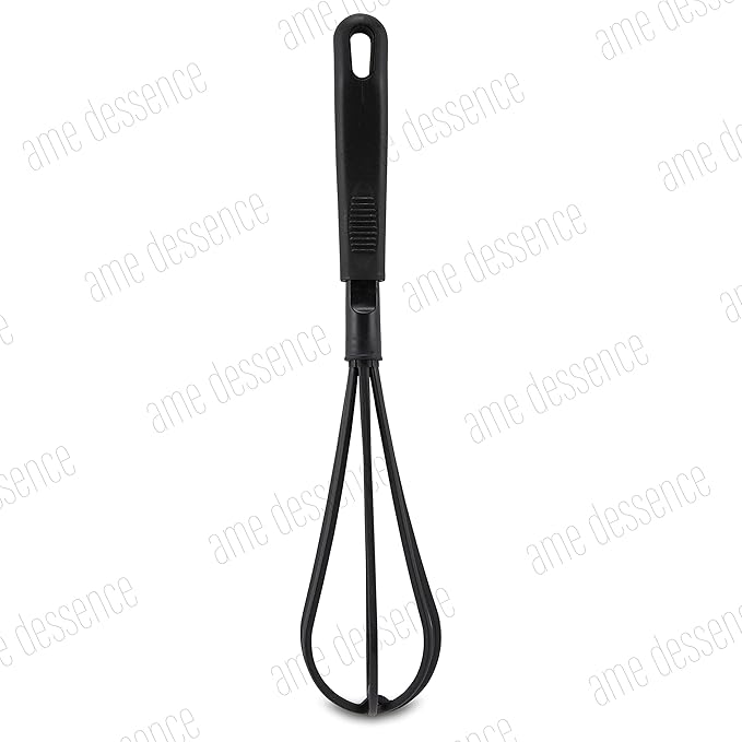 AME D'ESSENCE Whip 12 1/8 inch Black Nylon 410ºF Heat Resistant Cooking Whisk with Ergonomic Handle Perfect for Making all types of Sauces and Desserts Kitchen Gadgets for Cooking