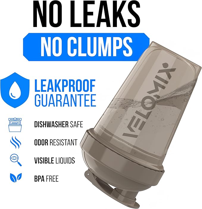 VELOMIX -6 PACK- Shaker Cups for Protein Shakes 20 oz - 6x Wire Whisk | Leak Proof Protein Shaker Bottle for Protein Shakes, Shaker Bottle Pack for Pre & Post Workout, Shaker Cup (Modern Neutrals)