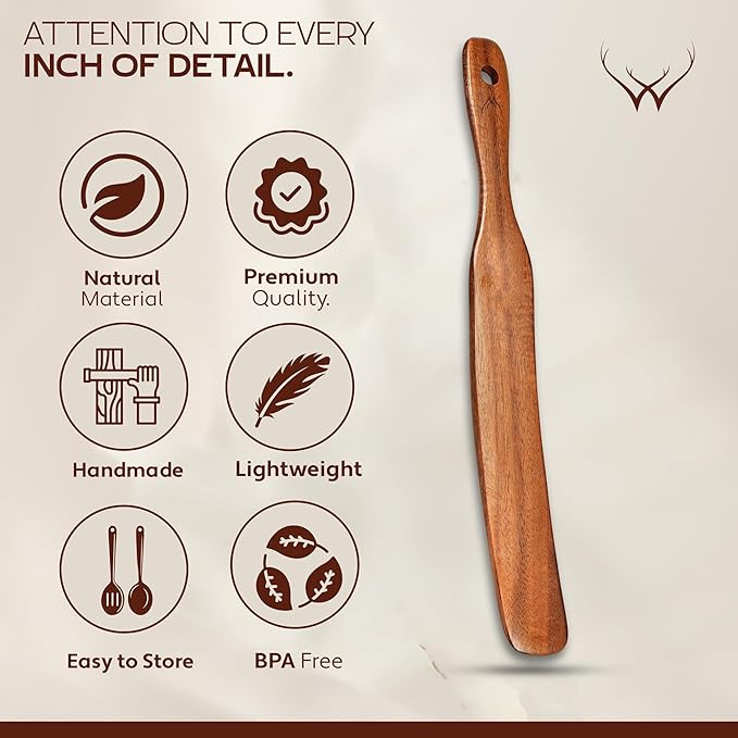 Spurtle for Sourdough Starter for Baking Tools, 11" Wooden Spurtle for Deep Jar & Dough Whisk- Sourdough Spurtle, Sourdough wooden spatula, wooden spatula for cooking, sourdough bread baking supplies