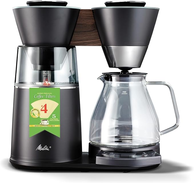 Melitta Vision 12-Cup Drip Coffee Maker, Automatic and Programmable, 96oz Capacity with 5-Pack Coffee Filters | Black