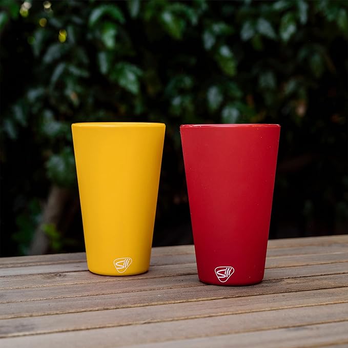 Silipint 16oz Silicone Pint Glass – Unbreakable BPA-Free Reusable Silicone Drinking Cup – Flexible Dishwasher Microwave & Freezer Safe – Stemless Glass for Water Coffee Smoothies (Yellow)