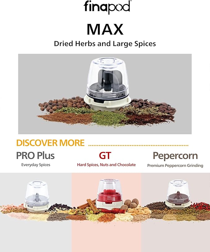 FinaMill Dried Herbs+ Pod – Single Refillable Spice Pod for Dried Herbs & Larger Spices, Adjustable Ceramic Grinder, Compatible with All FinaMill Spice Grinders