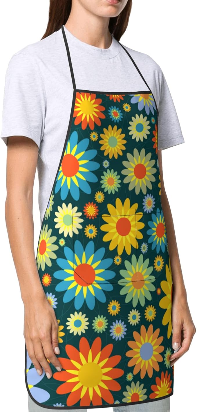 Apron with Pockets for Cooking Chef Kitchen Work Gardening and Salon Size 20.4x28.3 Inch