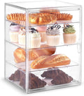 Pastry Display Case,Large Bread Box for Kitchen Countertop,4 Layers Adjustable Bakery Display Case,Clear Breadbox for Baked Goods Cookie Dessert Cupcake Kitchen Counter 15.5x11.4x9.9 Inch