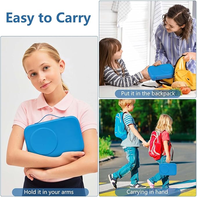 MAISON HUIS Chill Bento Lunch Box for Kids Adult with Ice Pack 3 Compartments Leakproof Lunch Containers Keep Food Cold for Girl Boy School