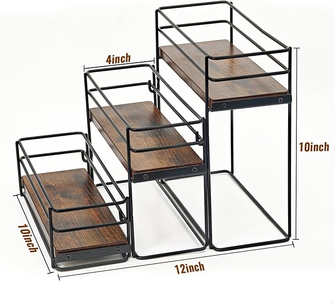 9 Bottle Coffee Syrup Organizer Rack, 3 Tier Coffee Syrup Bottle Stand Holder for Coffee Bar, Installation-free, Liquor Bottle Display Shelf, Coffee Syrup Shelf for Liquor Whiskey Wine Display