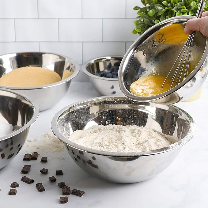 Stainless Steel 30 QT Mixing Bowl | Home & Commercial Quality | Flat Bottom | Cooking, Baking, Meal Prep [1PK]