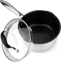 AVACRAFT Nonstick Saucepan with Glass Lid, Strainer Lid, 100% PTFE, PFOA Toxins Free, Two Side Spouts for Easy Pour, Multipurpose Ceramic Sauce Pot (2.5 QT Non-Stick Saucepan)