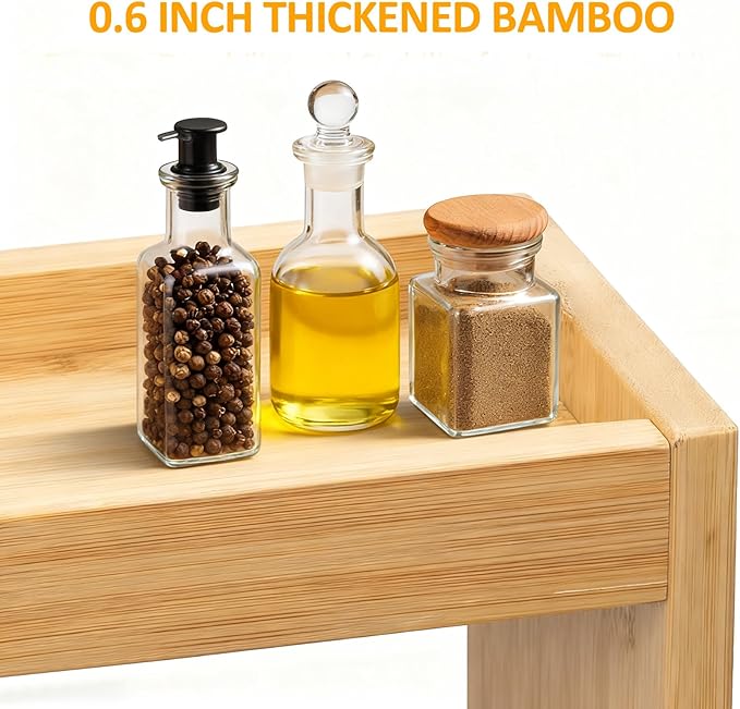 Over the Stove Spice Shelf, 33" Bamboo Stove Top Spice Rack Organizer