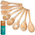 Wooden Spoons for Cooking, 8-Piece Natural Beech Wood Cooking Utensils Set – Wooden Kitchen Utensils Set, Nonstick Safe Non-Toxic Wooden Cooking Tools by HOWHONG