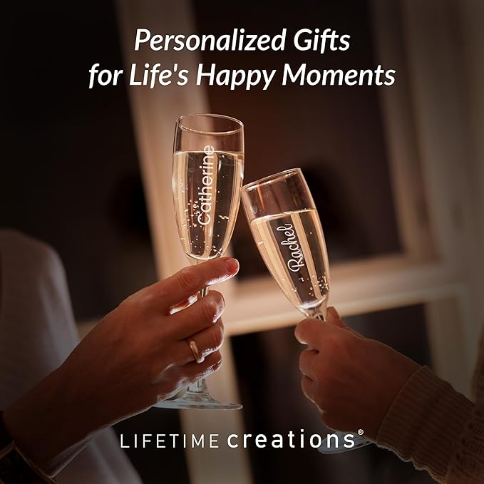 Lifetime Creations Engraved Personalized Name Champagne Glass 8 oz - Stemmed Champagne Flute with Name, Monogrammed Toasting Glass Gift, Dishwasher Safe, Made in USA
