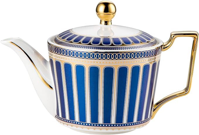 CWLWGO- Royal Teapot,European style Ceramic Tea Pot, Blooming & Loose Leaf Teapot - 25 Ounce,Not included Removable Stainless Steel Infuser.(blue)…