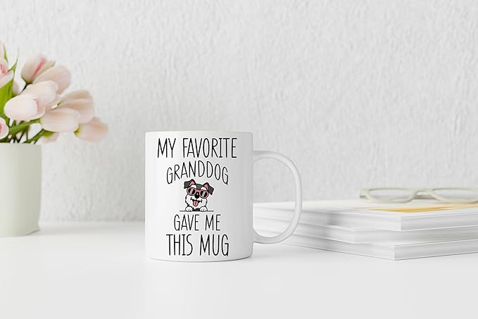 QASHWEY Schnauzer Dog Grandma Gifts Mug, Funny Mini Miniature Schnauzer Dog Lover Owner Coffee Mug Tea Cup Gifts for Grandma Grandpa, My Favorite Granddog Gave Me This Mug Coffee Cups Ceramic 11oz