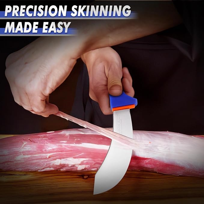 DRAGON RIOT 3 Pcs Butcher Knives Set, Meat Processing Knife Set for Brisket Trimming with German Stainless Steel and Blue Non-slip Handle Gift for Men