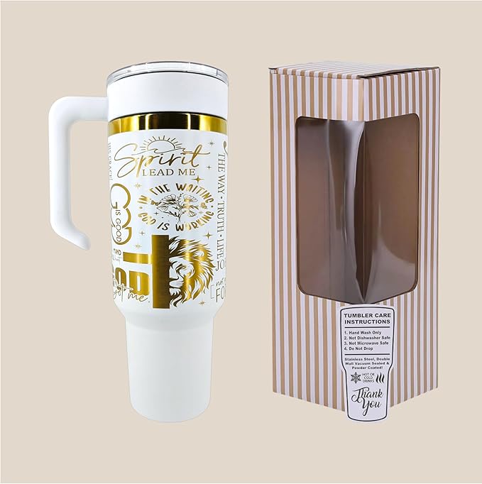 40oz Christian Tumbler with Handle & Straw | Stainless Steel Insulated Travel Mug | Christian Gift | Faith-Based Inspirational Cup (JesusThe Way Truth Life)
