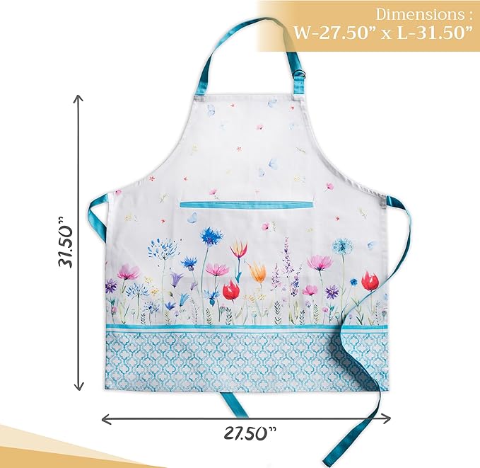 Maison d' Hermine 100% Cotton Apron for women with Pocket Kitchen Chef Apron for Men Cooking Gardening Server Waitress