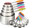 Measuring Cups and Spoons Set of 13 Including Stainless Steel Measuring Cups Nesting Measuring Spoons for Dry and Liquid Ingredients