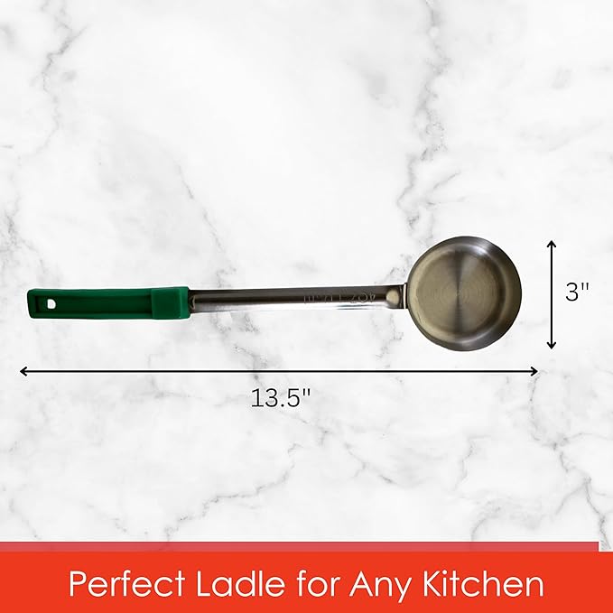 4 Ounce Solid Stainless Steel Portion Control Ladle Spoon for Measuring and Serving; Commercial Grade Serving Scoops [Pack of 12]