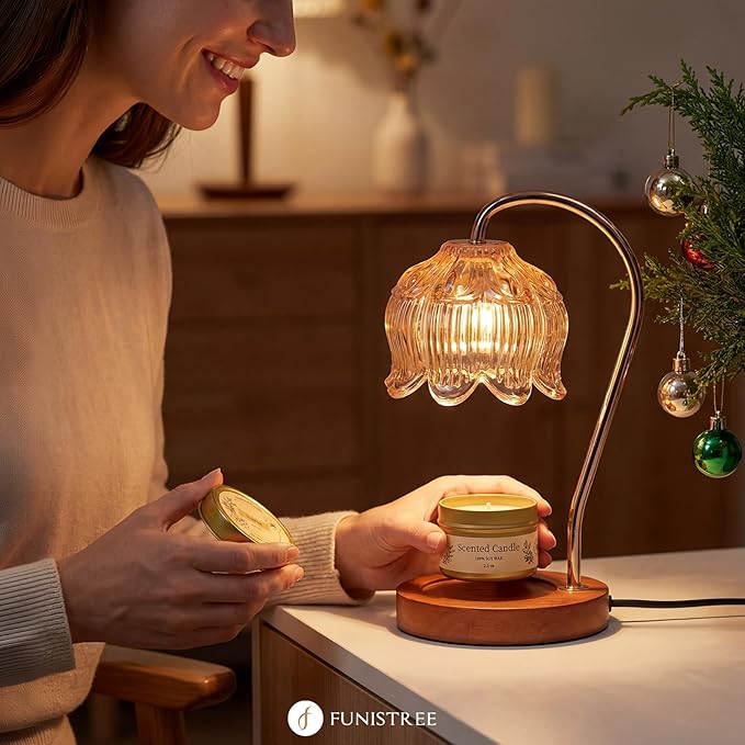 Candle Warmer Lamp with 3 Candles & Gift Box, Gifts for Women Christmas Birthday, Mom Sister Gift, 3 Favor, Lavender, Vanilla, Ebony, 2 Bulbs Inc.
