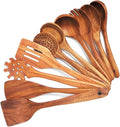 10 Pcs Wooden Spoons for Cooking,Teak Wooden Kitchen Utensils Set Spatulas for Cooking Utensils