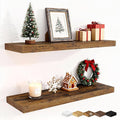Fun Memories Floating Shelves for Wall, 30 Inch Rustic Wood Wall Mounted Shelves for Bathroom, Bedroom, Kitchen, Living Room, Deep Floating Shelves for Storage & Home Decor (Brown,Set of 2)