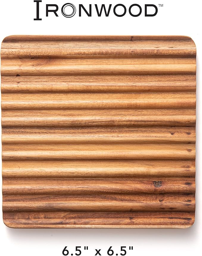 Ironwood Gourmet Sedona Trivet, Set of 2 Acacia Wood Hot Dish Holder