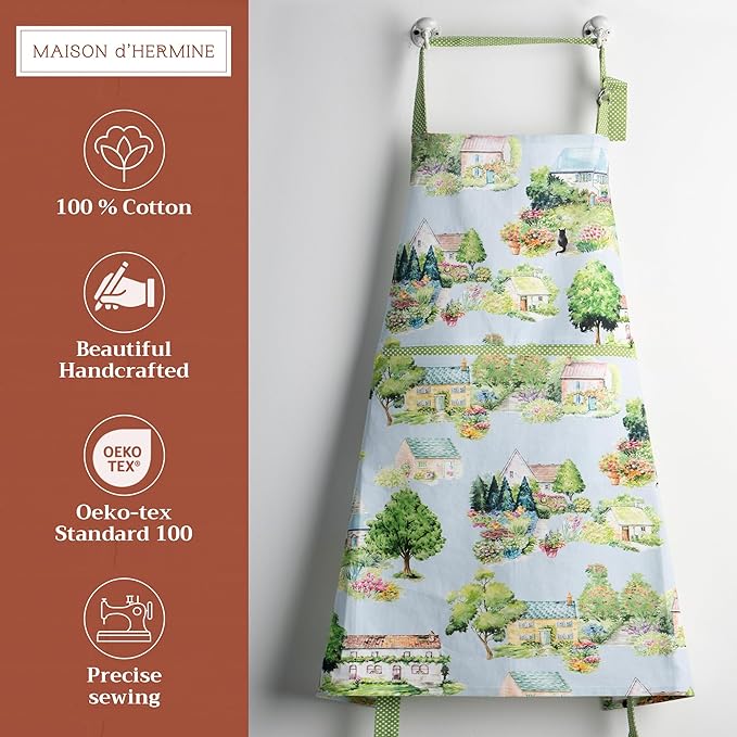 Maison d' Hermine 100% Cotton Apron for women with Pocket Kitchen Chef Apron for Men Cooking Gardening Server Waitress